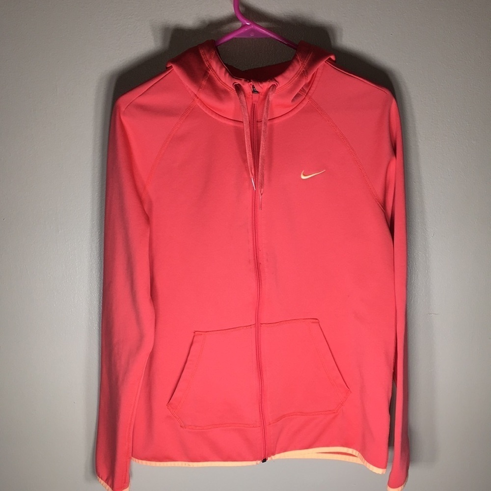Nike zip-up hoodie/sweatshirt Dri-fit medium active wear gym wear pink/orange​​ - Picture 4 of 12